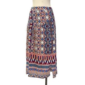 Anthropologie- HD in Paris Olympia Silk Multi Geometric Midi Skirt Size 8